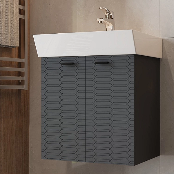 484050A Flow Тумба 50 з умивальником та ручками, антрацит матовий (1 сорт)