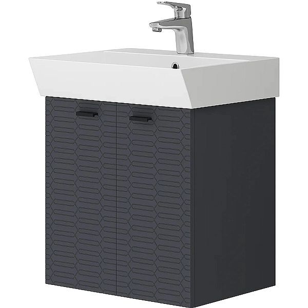 484050A Flow Тумба 50 з умивальником та ручками, антрацит матовий (1 сорт) - Фото - 2