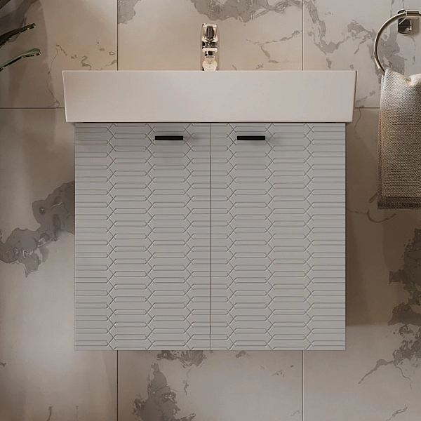 484060G Flow Тумба 60 з умивальником та ручками, сірий матовий (1 сорт) - Фото - 7