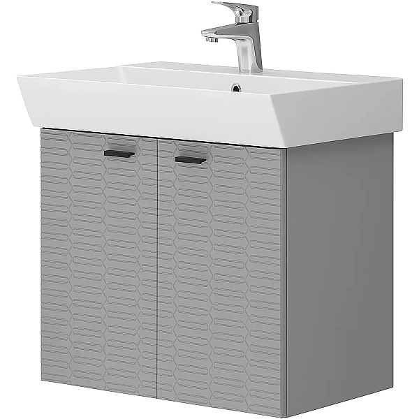 484060G Flow Тумба 60 з умивальником та ручками, сірий матовий (1 сорт) - Фото - 2