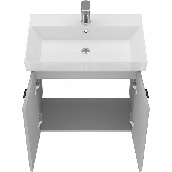 484060G Flow Тумба 60 з умивальником та ручками, сірий матовий (1 сорт) - Фото - 5