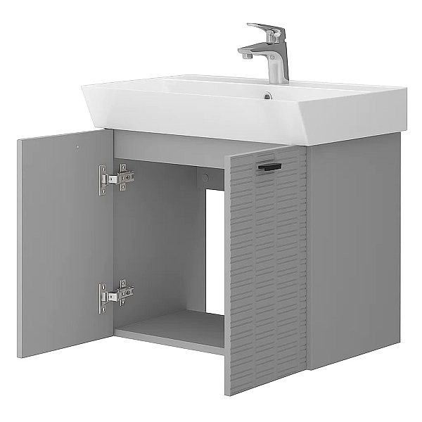 484060G Flow Тумба 60 з умивальником та ручками, сірий матовий (1 сорт) - Фото - 3