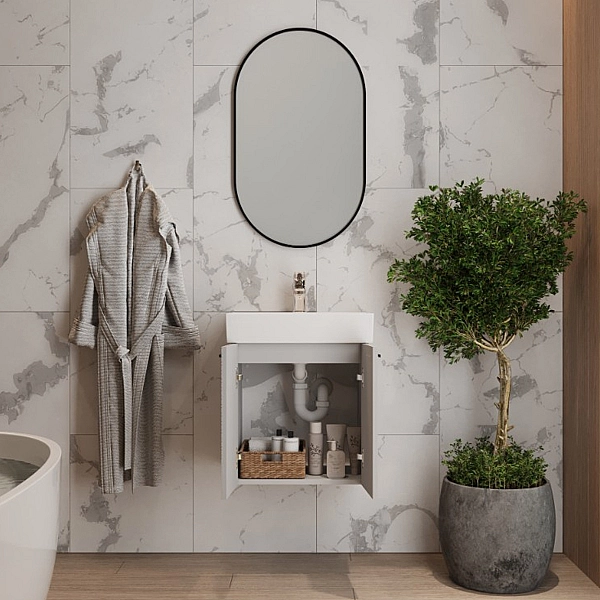 484060G Flow Тумба 60 з умивальником та ручками, сірий матовий (1 сорт) - Фото - 10