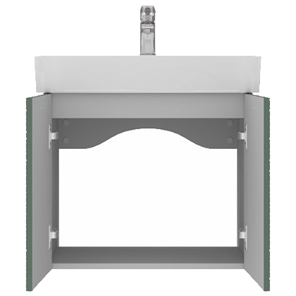 484060E Flow Тумба 60 з умивальником та ручками, смарагдовий матовий (1 сорт) - Фото - 4