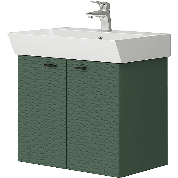484060E Flow Тумба 60 з умивальником та ручками, смарагдовий матовий (1 сорт) - Фото - 2