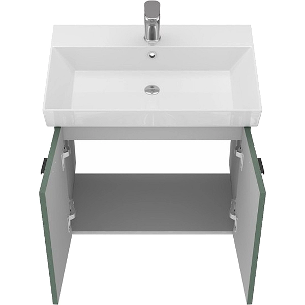 484060E Flow Тумба 60 з умивальником та ручками, смарагдовий матовий (1 сорт) - Фото - 5