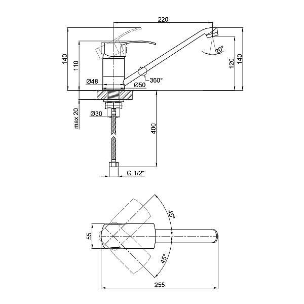 Змішувач для кухні Lidz Anny 003 (k40) LDANN003CRM35082 Chrome - Фото - 2