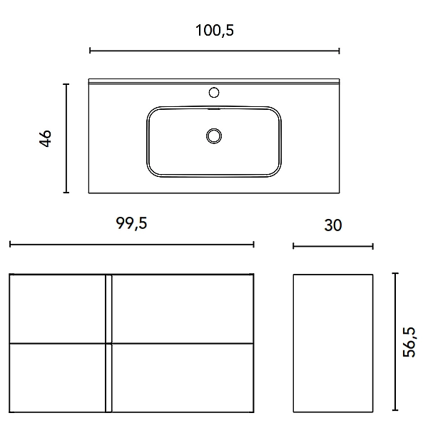 127166+126225  ONIX  Тумба 100,  + раковина Enzo,   cірий цемент (1 сорт) - Фото - 4