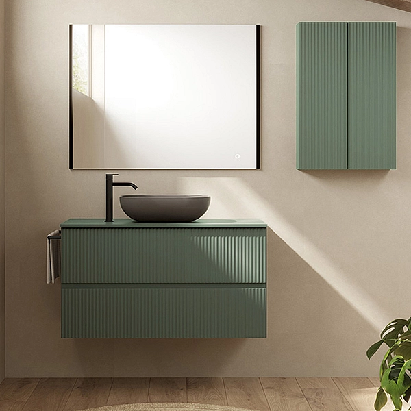 131775+131454 Тумба VORA 100 2  ящ,  зі стільницею, MINERAL GREEN (1 сорт)