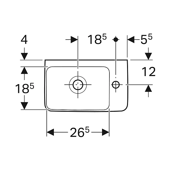 501.517.00.7 Selnova Compact Раковина зі скороченим вилітом 40см, отвір для змішувача справа, з переливом, білий глянець (1 сорт) - Фото - 3