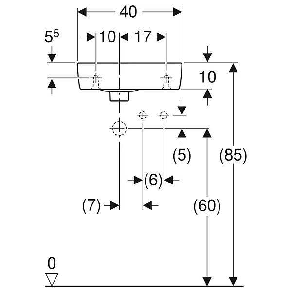 501.517.00.7 Selnova Compact Раковина зі скороченим вилітом 40см, отвір для змішувача справа, з переливом, білий глянець (1 сорт) - Фото - 4