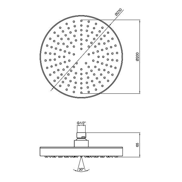 Лійка для верхнього душу Qtap Hlavova 230 мм округла QTHLAVA228O1ZBB Black Matt - Фото - 2