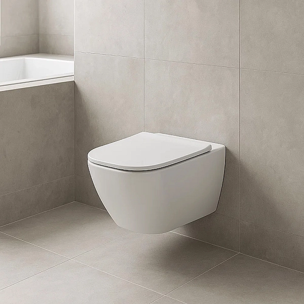 500.683.00.2 Smyle Square Комплект підвісного унітазу воронкоподібний, закрита форма, Rimfree, з сидінням із кришкою, що накриває сидіння: Білий (1 сорт) - Фото - 6