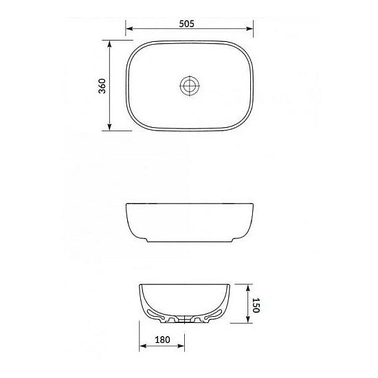 K116-050 MODUO Раковина на стільницю прямокутна 50х36, білий (1 сорт) - Фото - 5