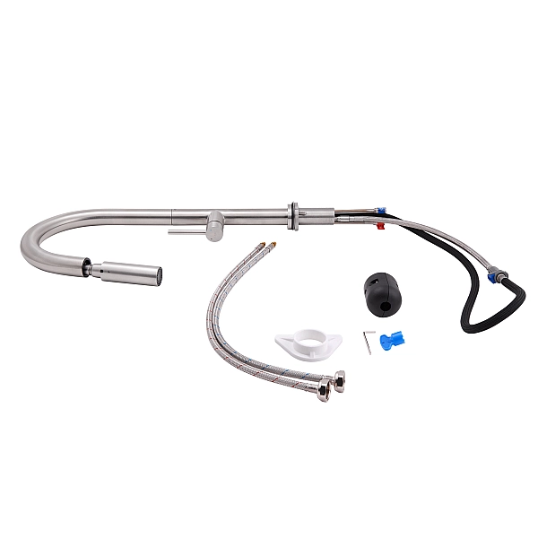 Смеситель для кухни Qtap Lenicka с выдвижным изливом QTLEN9138103UN Brushed Nickel PVD - Фото - 7