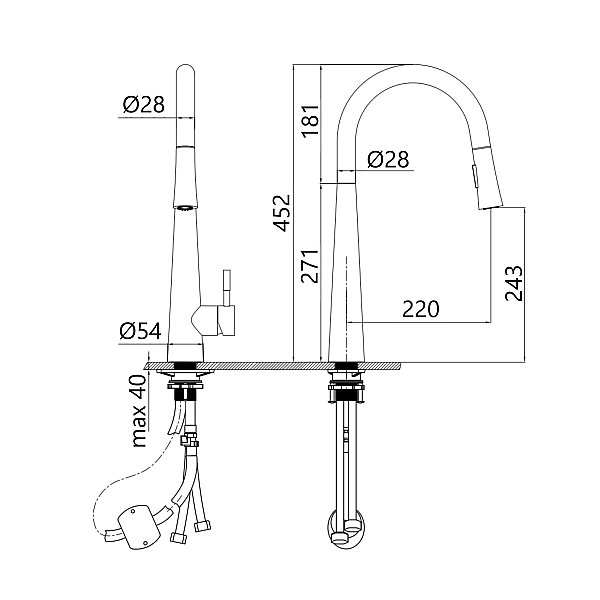 Змішувач для кухні Qtap Evicka з висувним виливом QTEVI91103UN Brushed Nickel PVD - Фото - 2