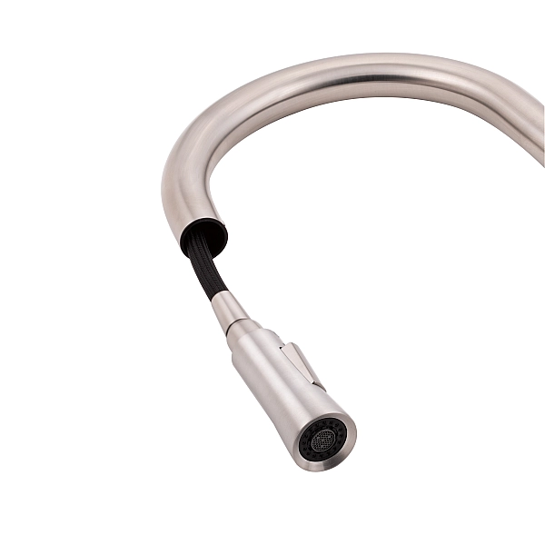 Змішувач для кухні Qtap Evicka з висувним виливом QTEVI91103UN Brushed Nickel PVD - Фото - 7