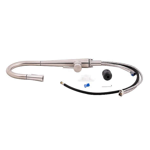 Змішувач для кухні Qtap Evicka з висувним виливом QTEVI91103UN Brushed Nickel PVD - Фото - 8