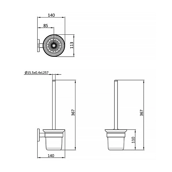GW05 48 04 02 Creta Щітка д/унітазу, полірована нержавіюча сталь (1 сорт) - Фото - 2