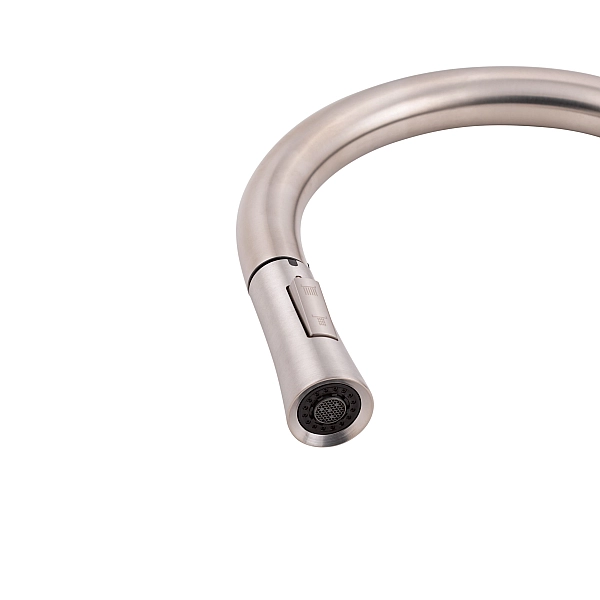 Смеситель для кухни Qtap Baruska с выдвижным изливом QTBAR9137103UN Brushed Nickel PVD - Фото - 4