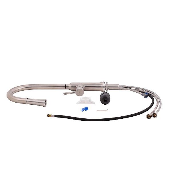Смеситель для кухни Qtap Baruska с выдвижным изливом QTBAR9137103UN Brushed Nickel PVD - Фото - 5