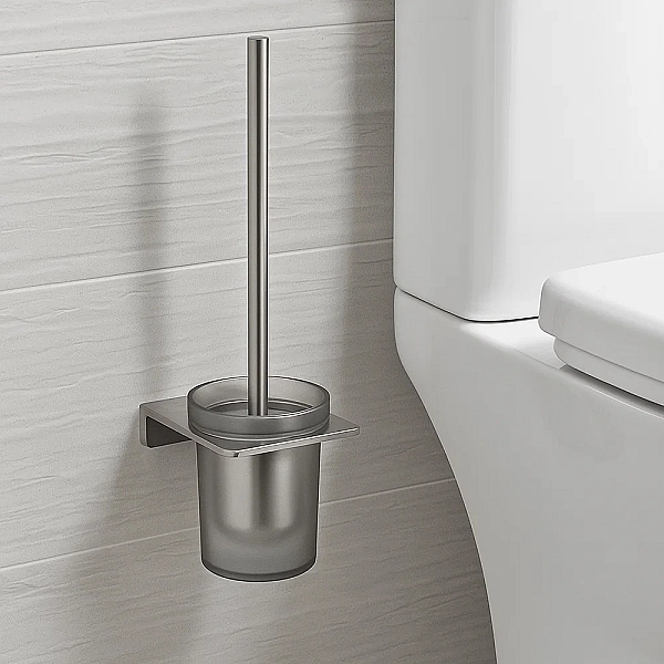 4030170 DO IT Щітка для унітазу + тримач кольору brushed gun metal та склянка з матового скла (1 сорт) - Фото - 4