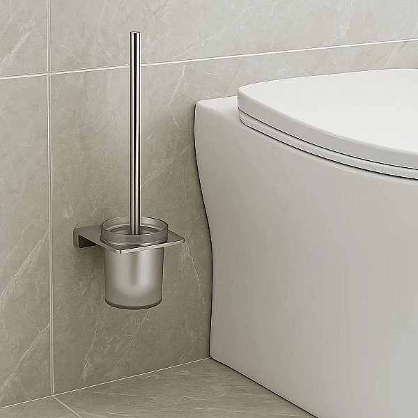 4030170 DO IT Щітка для унітазу + тримач кольору brushed gun metal та склянка з матового скла (1 сорт) - Фото - 2