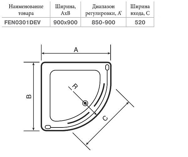 FEN0301DEV NYMFA (NEW) Душова кабіна + піддон FTR0609, скло прозоре, 900x900 (1 сорт) - Фото - 2