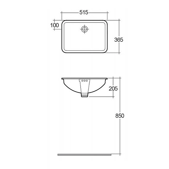 OC143AWHA CLEO Раковина під стільницю прямокутна 51см (1 сорт) - Фото - 2