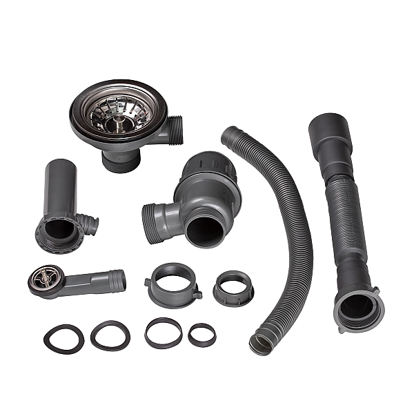 Сифон для кухонної мийки Lidz (GRA) 47 01 003 01 з круглим переливом (вихід 50/40мм) - Фото - 3