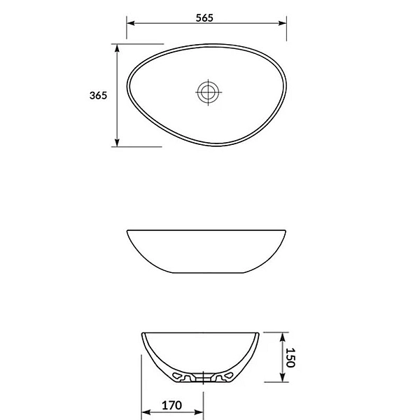 K116-052 MODUO Раковина  на стільницю асиметрична 55х36, білий (1 сорт) - Фото - 5