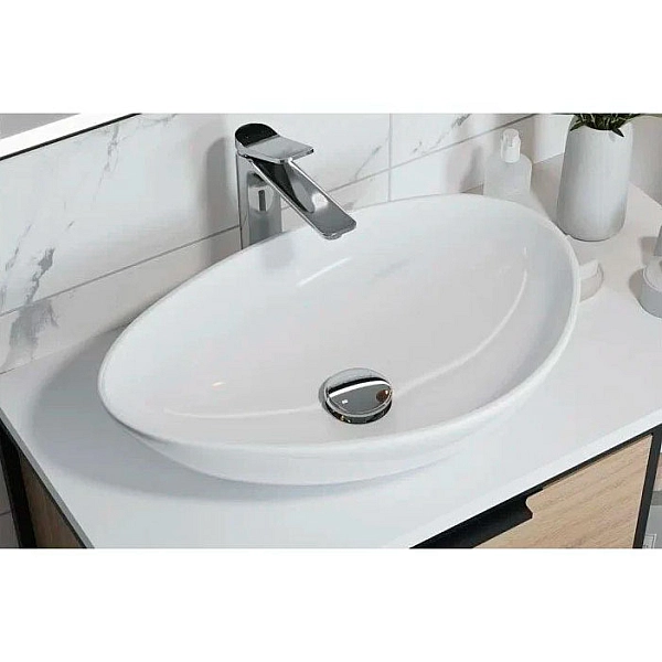 K116-052 MODUO Раковина  на стільницю асиметрична 55х36, білий (1 сорт) - Фото - 3