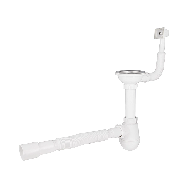 Сифон для кухонної мийки Lidz (WHI) 60 05 M001 01 EURO (вихід 50 мм)