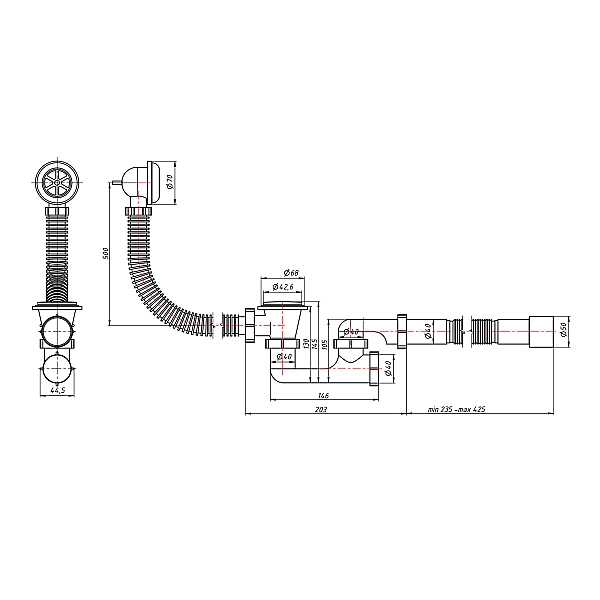 Сифон для ванны Lidz (WHI) 60 03 V002 02 с ревизией (выход 50 мм) - Фото - 2