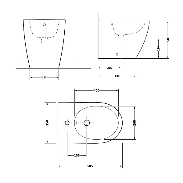 Біде підлогове Qtap Scorpio 530x360x395 Matt black QT14441003CMB - Фото - 2