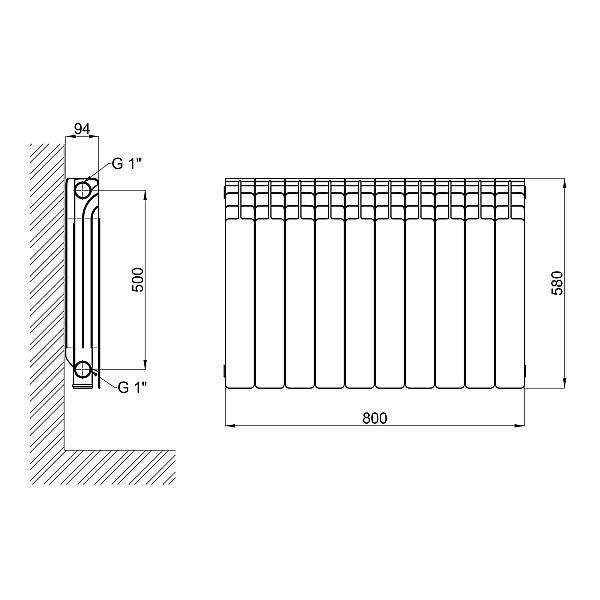 Радіатор алюмінієвий Thermo Alliance All-Vulcan 500/96 1,05 кг - Фото - 2