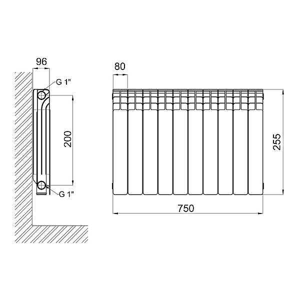 Радиатор биметаллический Thermo Alliance Bi-Ferrum 200/96 0,81 кг - Фото - 2