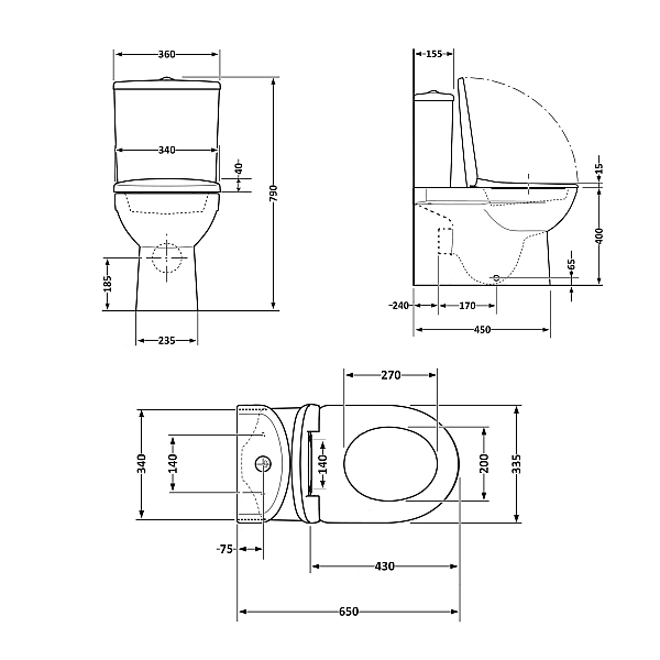 Унитаз-компакт Qtap Presto безободковый с сиденьем Soft-close QT24221217AW - Фото - 2