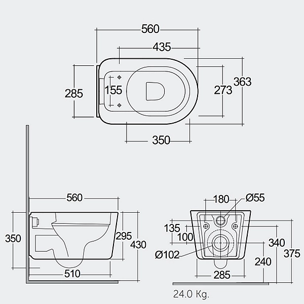 VALWC1446500A VALET Унітаз підвісний, білий матовий (1 сорт) - Фото - 3
