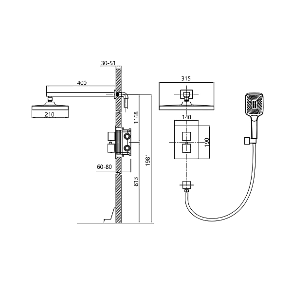 Душова система універсальна Qtap Aquarius термостатична прихованого монтажу на два споживача QTAQA65T103NGC Chrome - Фото - 2