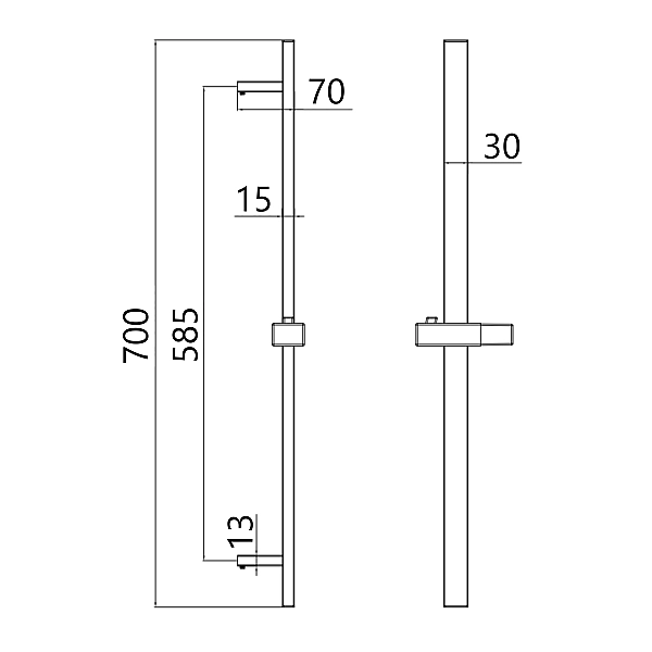 Душова стійка з тримачем універсальна Qtap Lepit 705 мм прямокутна QTLEP82103NC Chrome - Фото - 2