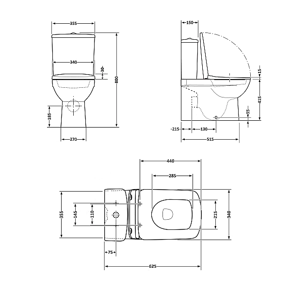 Унітаз-компакт Qtap Nando безобідковий з сидінням Soft-close QT12221222AW - Фото - 2