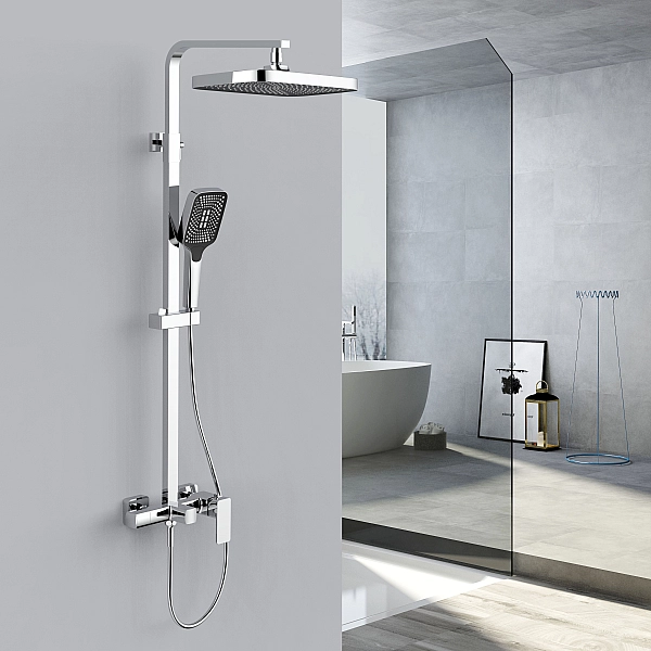 Душова система для кабіни Qtap Capricorn на три споживача (з виливом) 53103KNC Chrome - Фото - 8