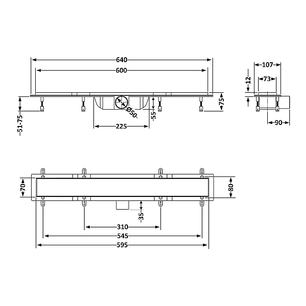 Трап Qtap Dry Tile304-600 лінійний з сухим закривом під плитку 600 мм - Фото - 2
