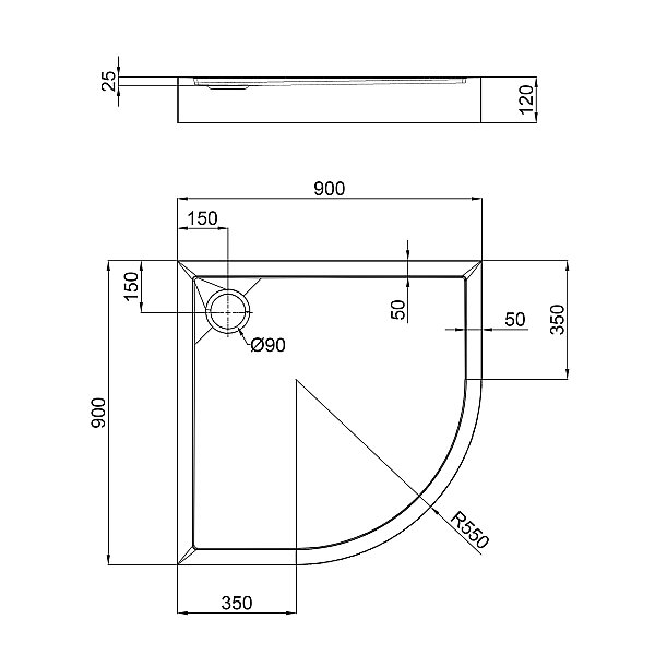 Душевой поддон Qtap Robin 309912C 90x90x12 см + сифон - Фото - 2