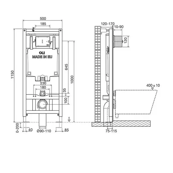 890827 OLI80 Інсталяція механічна+ клавішею Narrow, хром (1 сорт) - Фото - 2