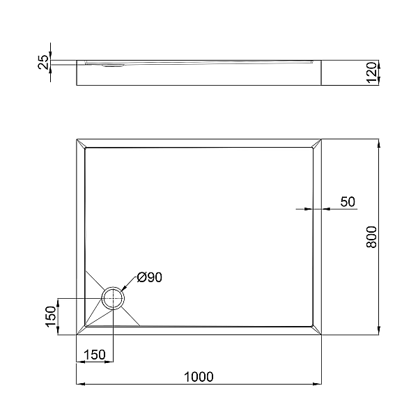Душовий піддон Qtap Tern 301812C 100x80x12 см + сифон - Фото - 2