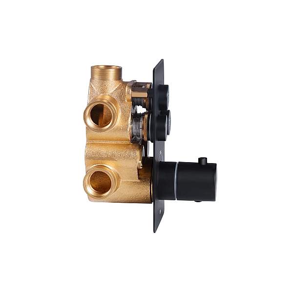 Змішувач для душу Qtap Votice термостатичний прихованого монтажу на три споживача QTVOT6443T105NKB Black Matt - Фото - 3