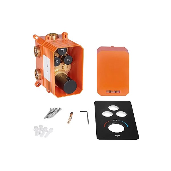 Змішувач для душу Qtap Votice термостатичний прихованого монтажу на три споживача QTVOT6443T105NKB Black Matt - Фото - 5