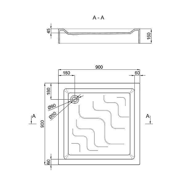 Душовий піддон Lidz Mazur ST90x90x16 - Фото - 2